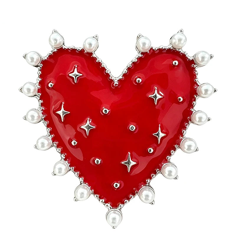 Broche Coração com Pérola Design Elegante Feminino