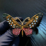 Borboleta colorida Designer Zircon Broche Mulheres Brilhante Crystal Lapel Pin Roupas luxuosas Jóias Acessórios