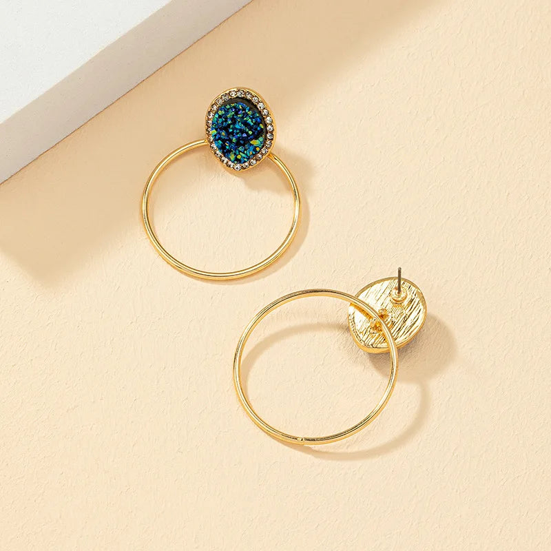 Geométrica Circular Brincos para Mulheres, Holiday Party Gift, OL Moda Jóias, Acessórios de Orelha Retro, E453