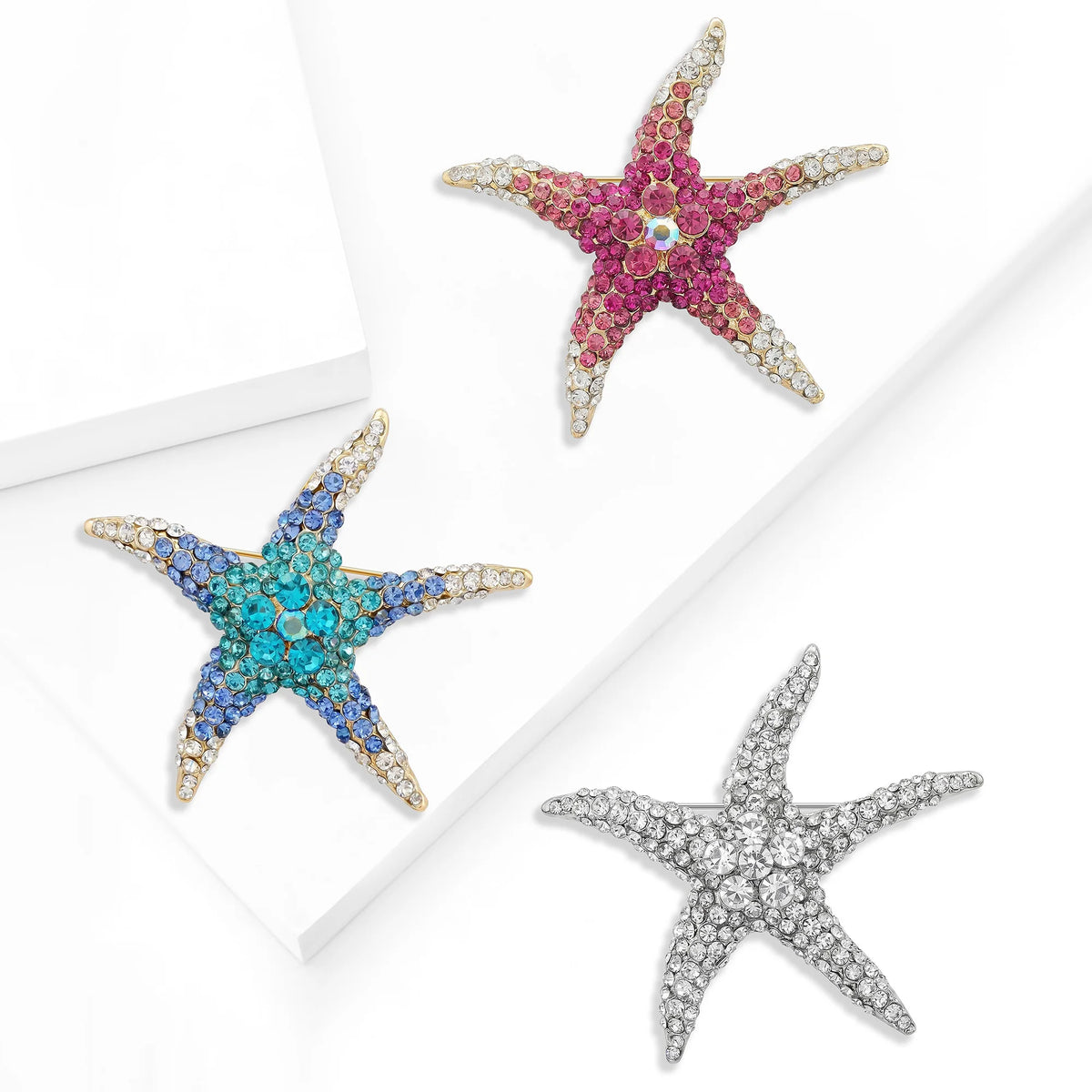 Broche Estrela-do-Mar com Strass Design Elegante Feminino