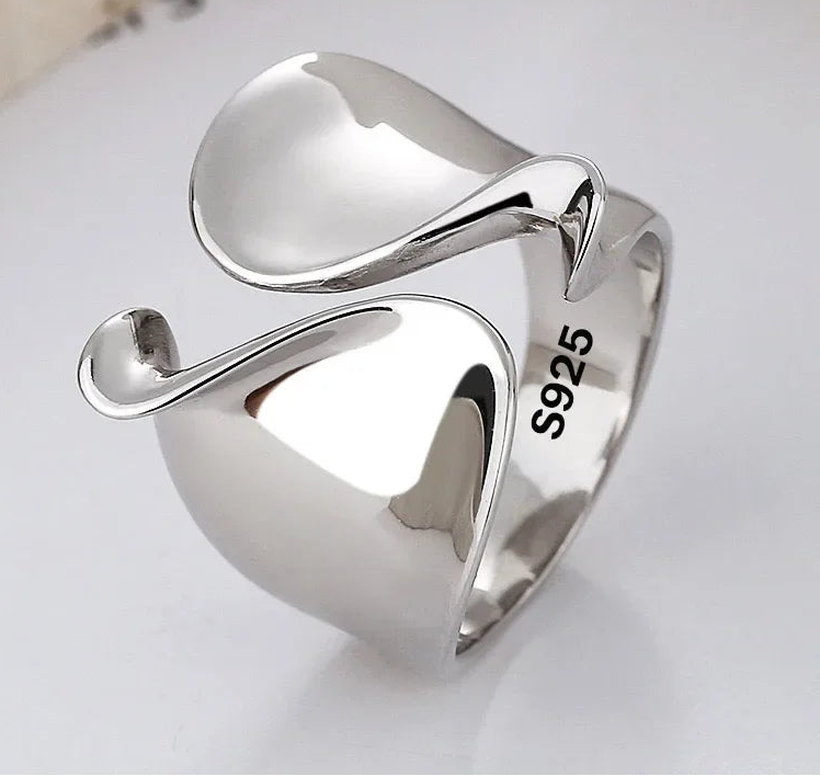 925 anéis de prata esterlina para mulheres casal minimalista artesanal simples grande aberto anel festa evitar alergia jóias presentes do feriado