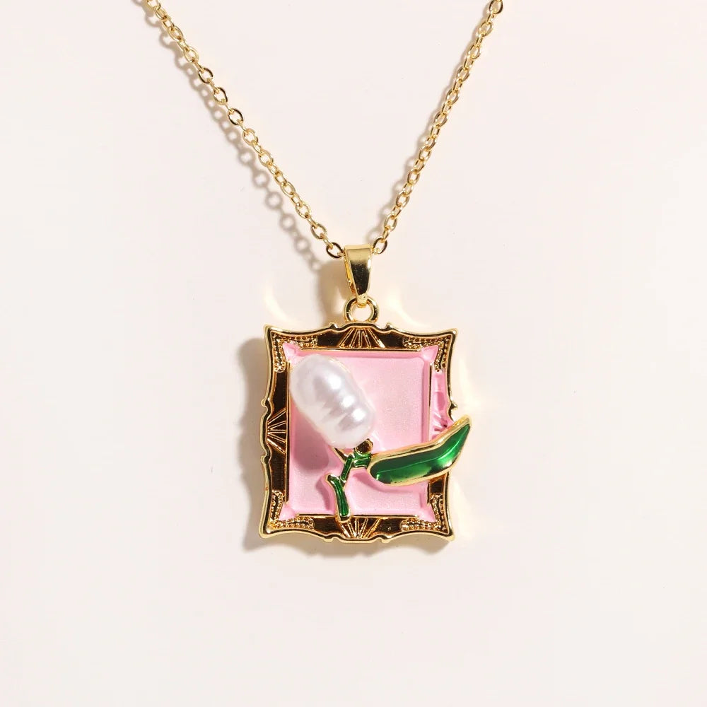 316l aço inoxidável colorido gota de óleo flor coração irregular colar para mulheres meninas vintage francês delicado jóias presentes