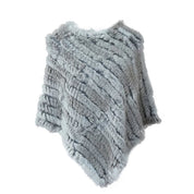 Real pele de coelho de malha natural poncho colete moda envoltório casaco xale senhora cachecol pele natural festa de casamento atacado capa
