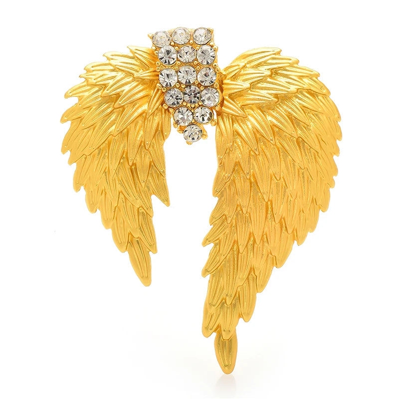 Broche Asa Dourada com Strass Design Elegante Feminino