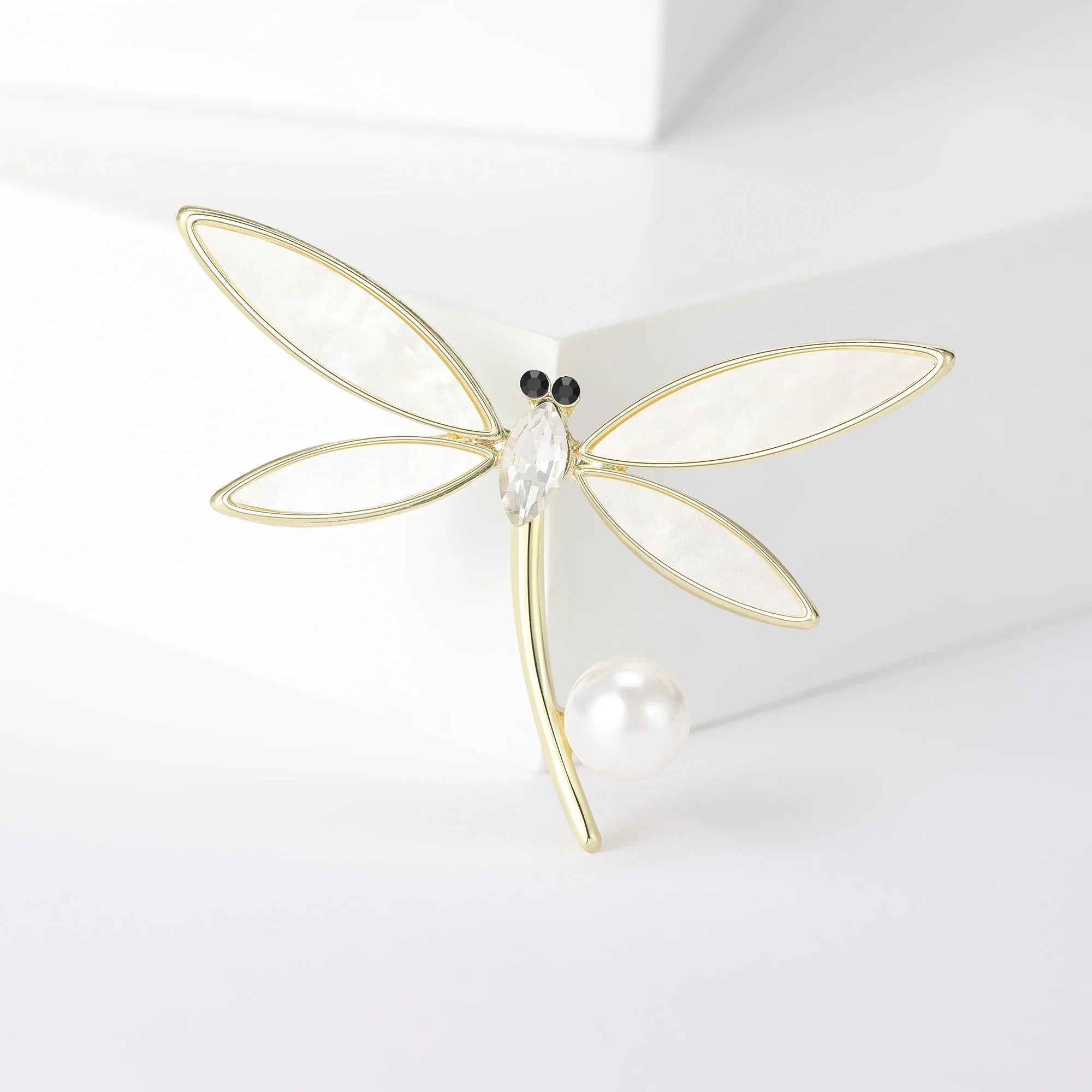 Engraçado strass libélula broche para mulheres unissex pérola inseto pinos festa de escritório amigo presentes jóias acessórios decoração