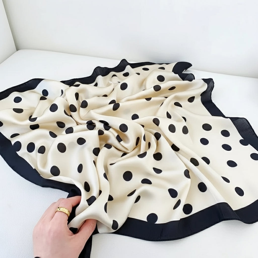 70*70cm moda lenço dot print seda cetim pescoço cachecol para mulheres pequenos xales lenços de cabelo feminino saco cachecóis para senhoras