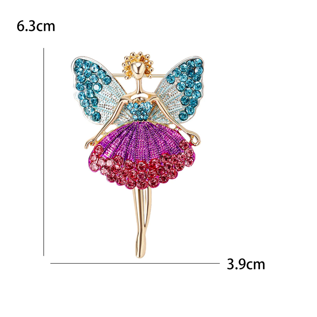 Broche Bailarina Esmaltado com Strass Elegante Feminino
