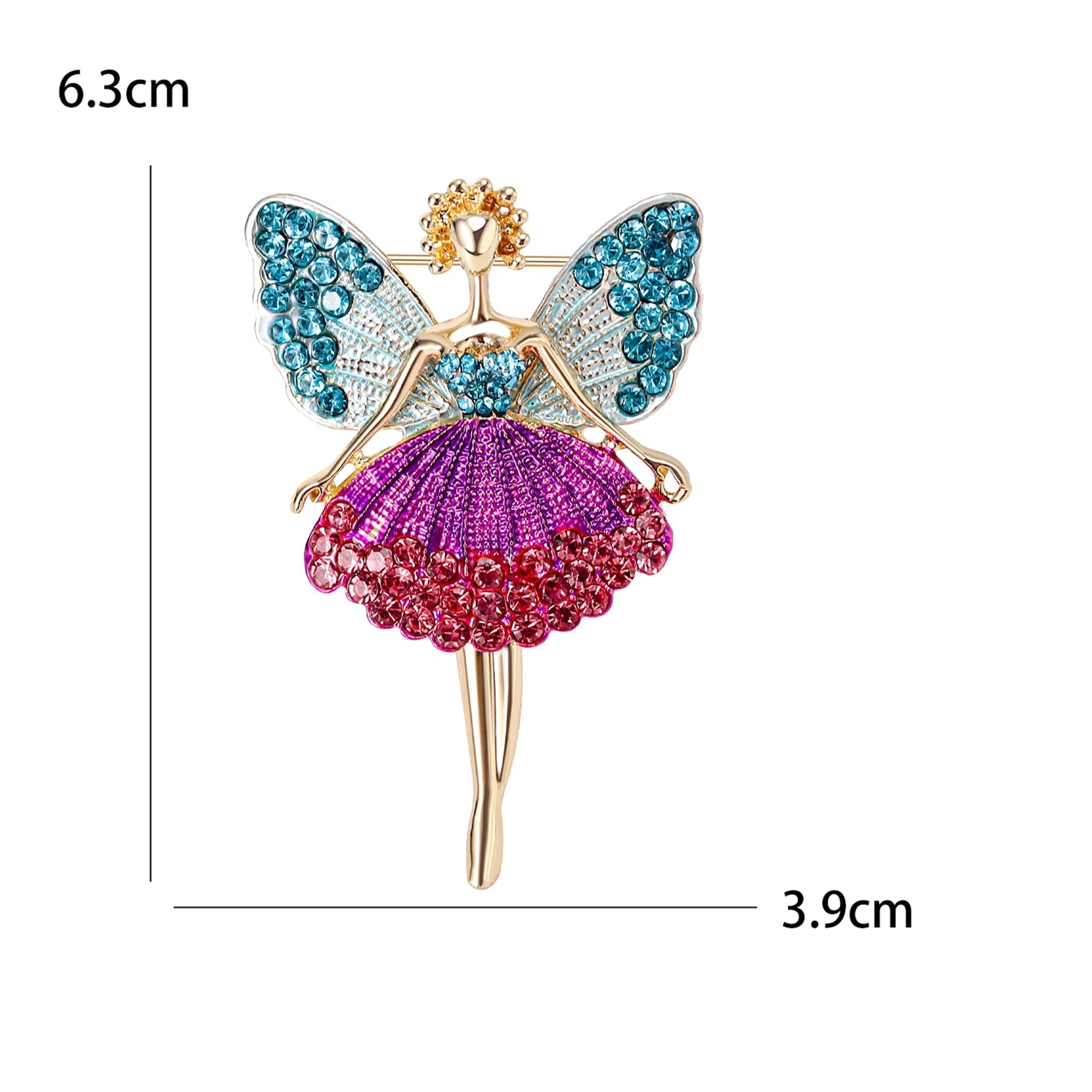 Broche Bailarina Esmaltado com Strass Elegante Feminino