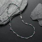 Colar de pedra coração roxo para mulheres, CZ tênis corrente, Bling Bling cadeia, latão, BC182
