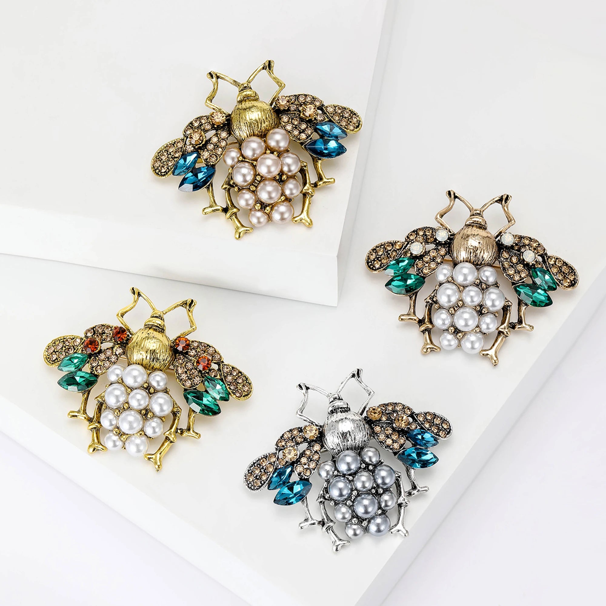 Beaut&Berry Broches vintage de abelha e pérola para mulheres, alfinetes de insetos, amigos, presentes de festa, acessórios de joias