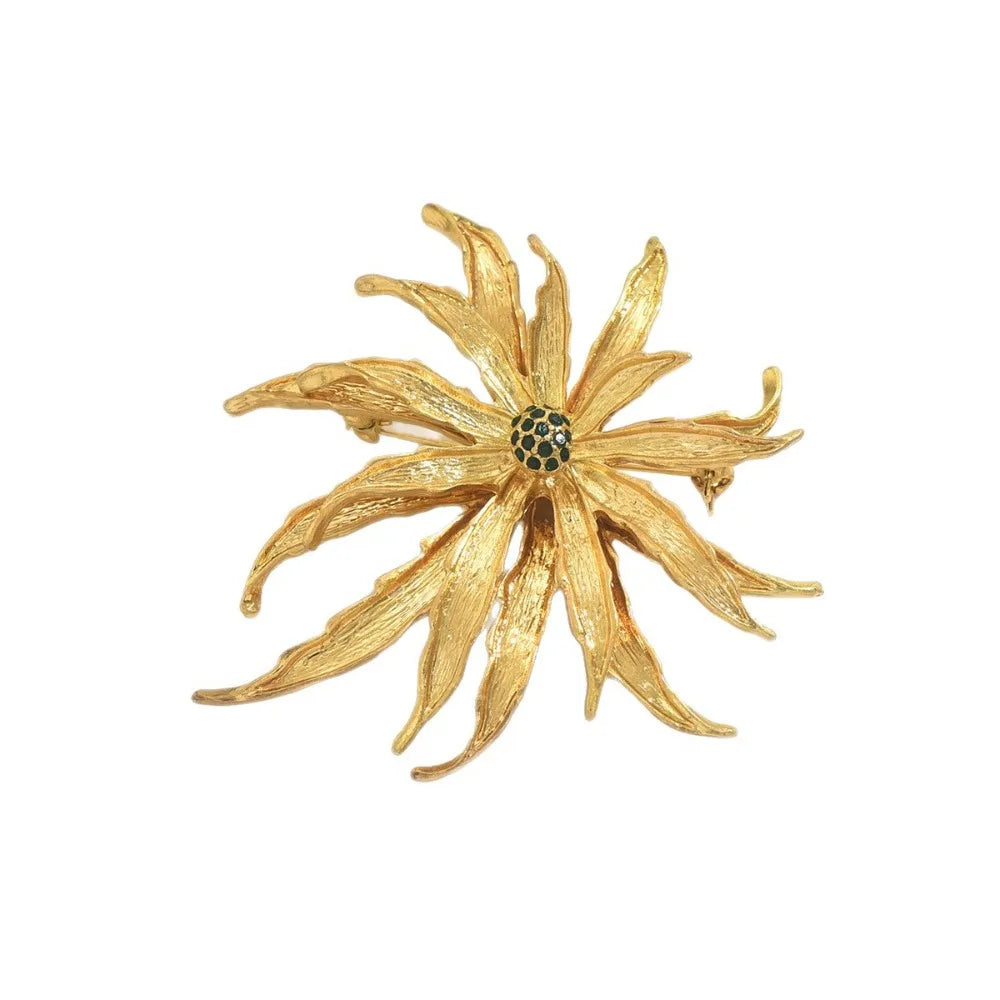 Broche Crisântemo com Zircônias Design Elegante Feminino