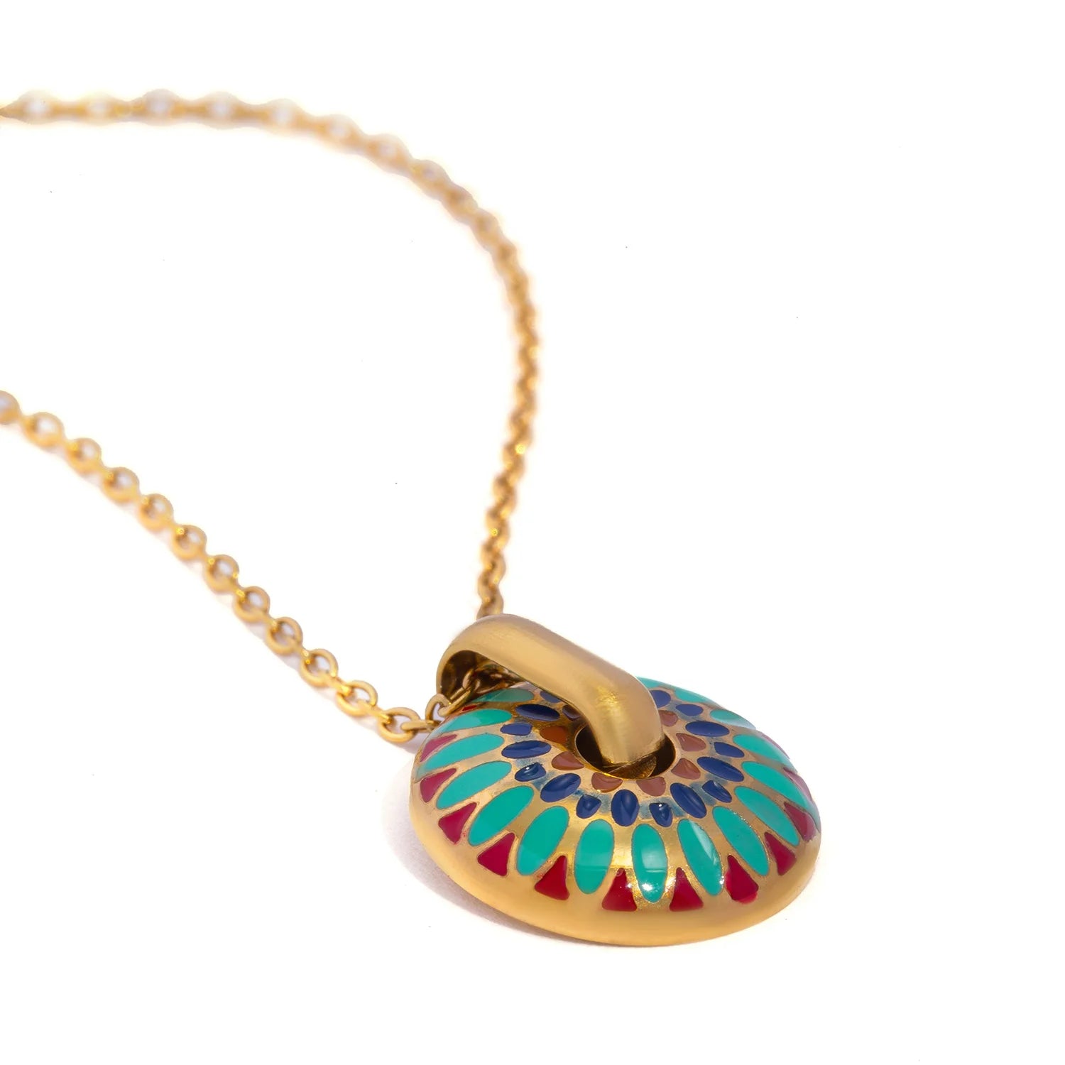 Conjunto de joias de margaridas pintadas em aço inoxidável banhado a ouro 18K para mulheres, brincos florais boho e colar hipoalergênico presente de verão