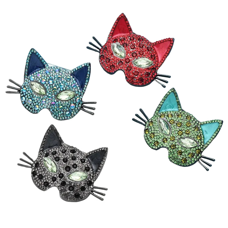 Wuli & baby broches de cabeça de gato brilhante para mulheres unissex 4 cores luxo adorável gatinho animais de estimação animal escritório festa broche pinos presentes