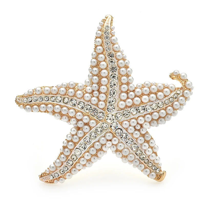 Wuli & baby Pérola Estrela do Mar Mulheres Broche Pin Espumante Mar Estrela Jóias Presente