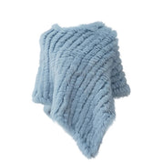 Real pele de coelho de malha natural poncho colete moda envoltório casaco xale senhora cachecol pele natural festa de casamento atacado capa