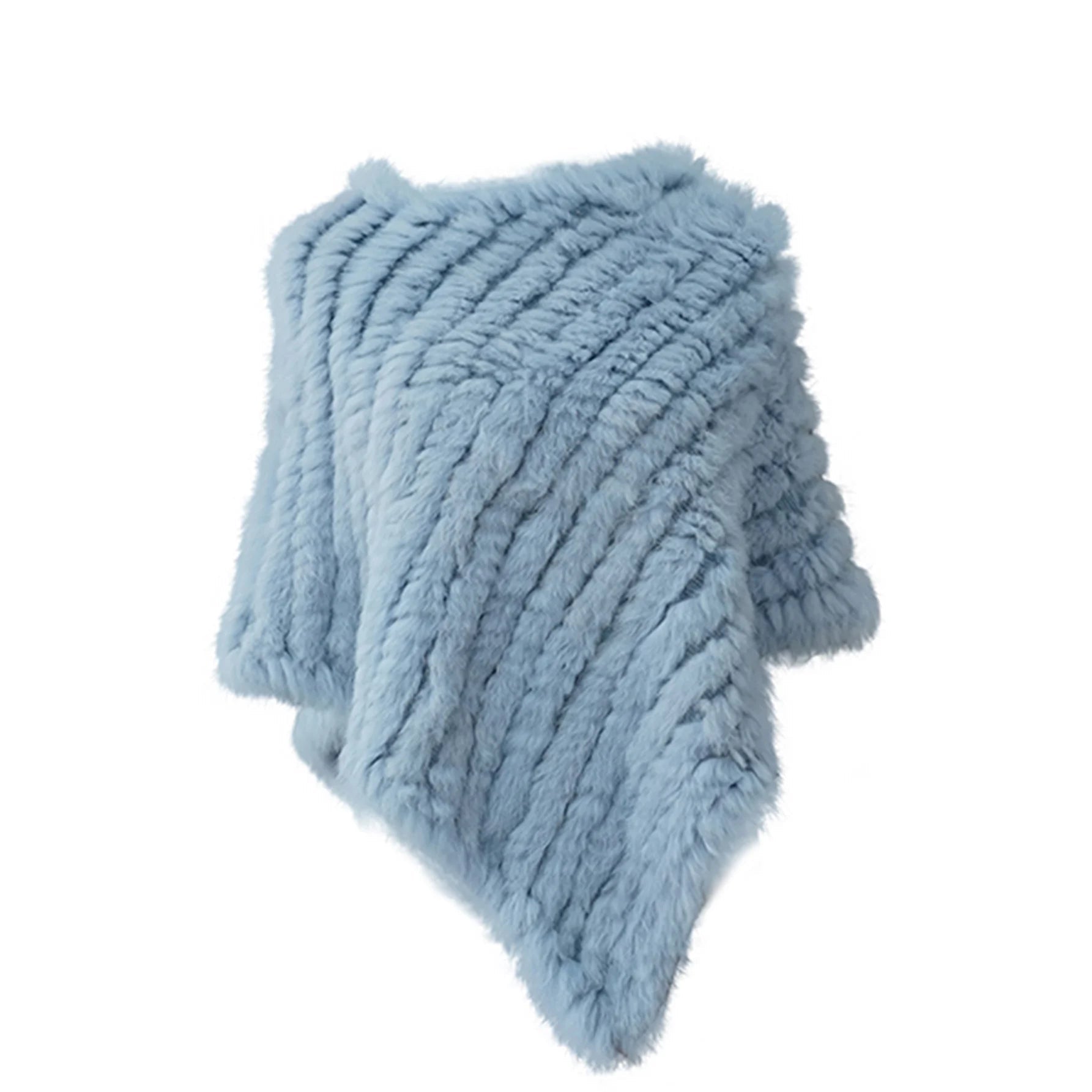 Real pele de coelho de malha natural poncho colete moda envoltório casaco xale senhora cachecol pele natural festa de casamento atacado capa