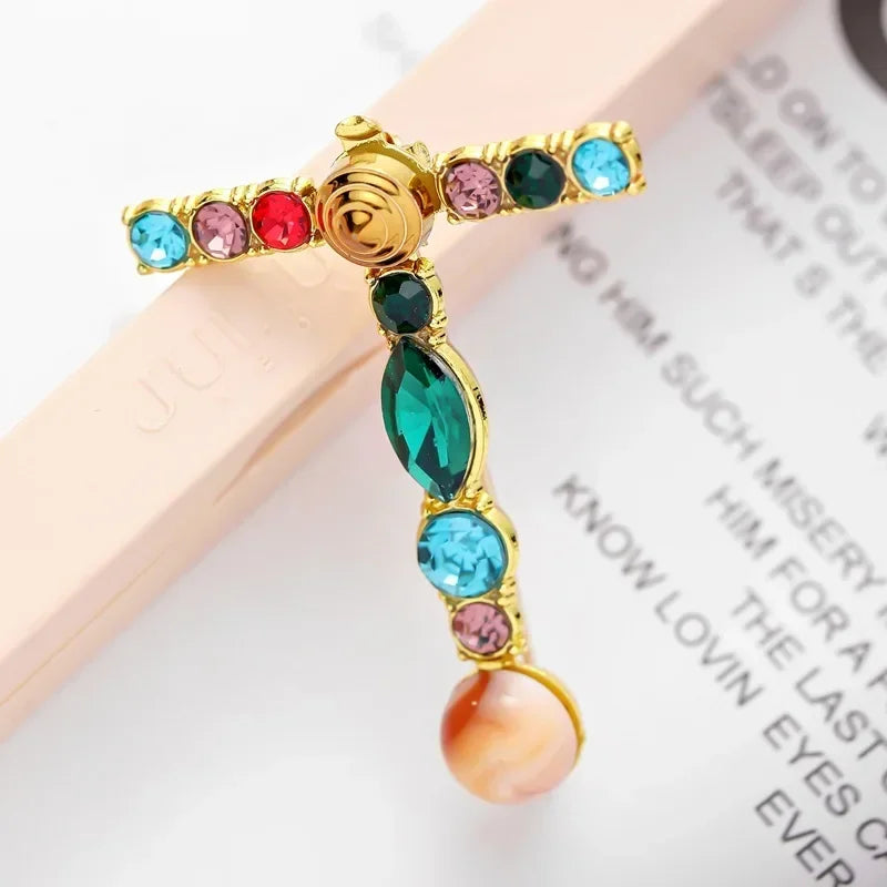 Nova chegada inglês carta palavra broche colorido strass cristal lapela pinos para mulheres camisola terno broche festa jóias presentes