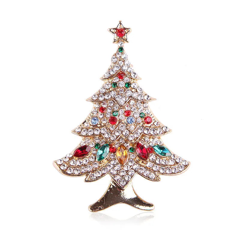 Broche Árvore de Natal com Strass Design Elegante Feminino