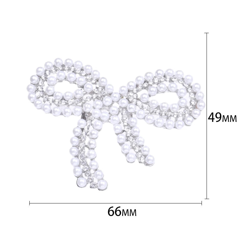Broche Laço Feminino com Strass e Pérolas para Acessórios