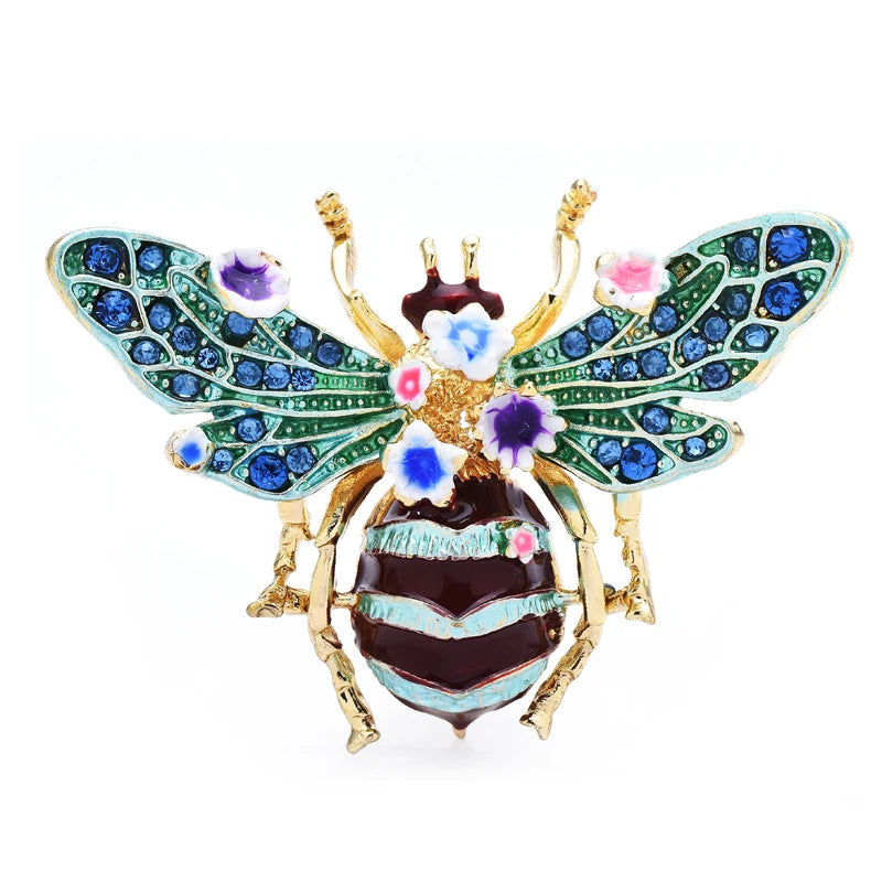 Wuli & baby Broches de abelha esmaltados grandes para mulheres e homens, 3 cores, flores, insetos, festa, broche causal, presentes