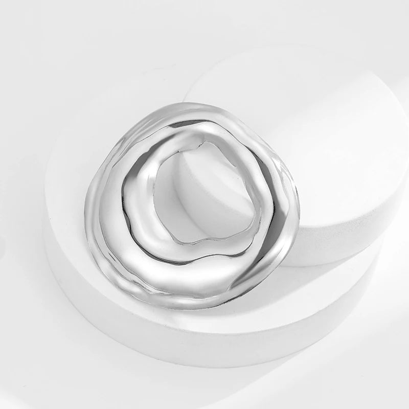 Loe |   Broche geométrico de aço inoxidável, novo banhado a ouro 18k, acessórios de roupas, joias irregulares de alta qualidade