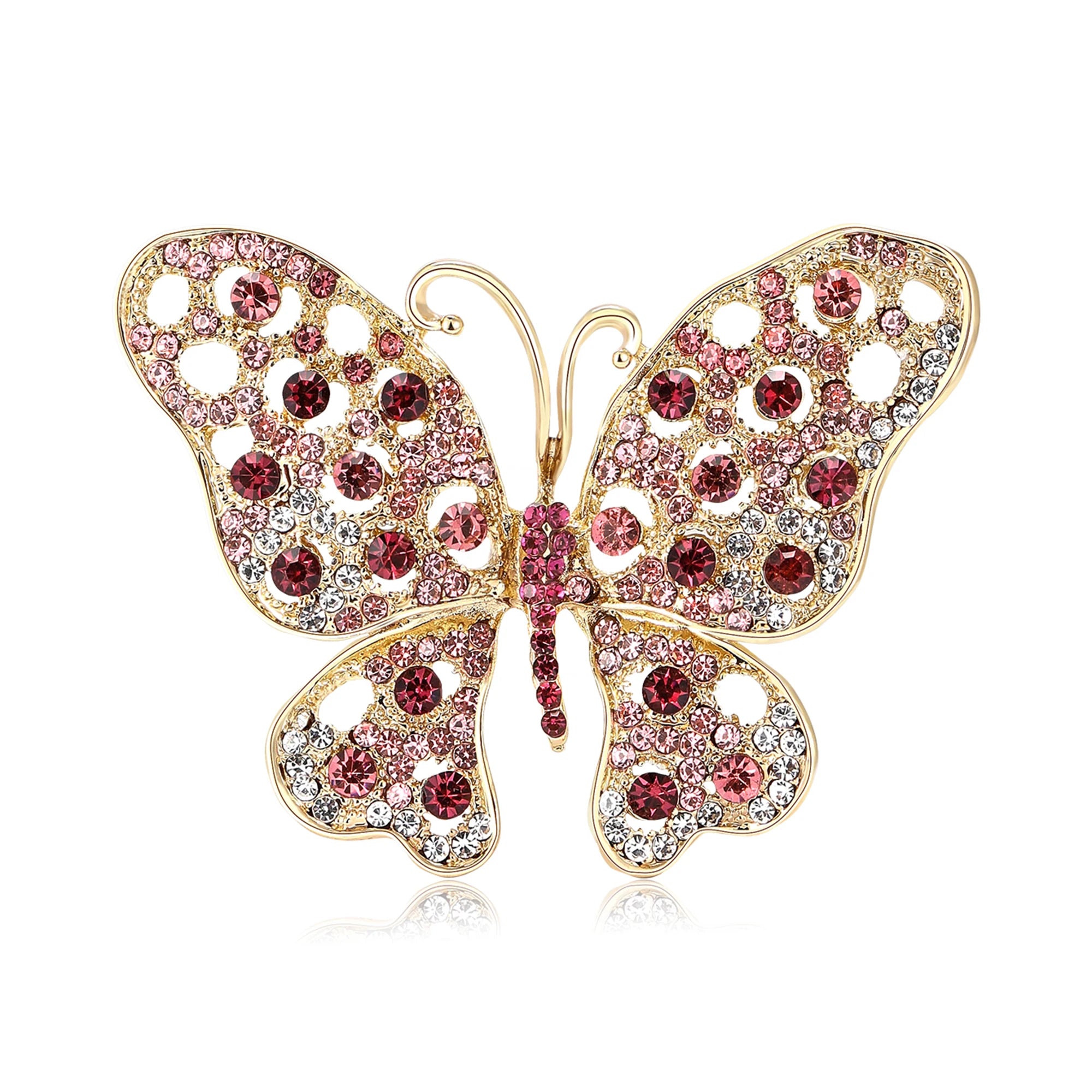 Beaut & Berry Broches de borboleta vintage com strass para mulheres, alfinetes de insetos unissex, acessórios de festa casuais, presentes, decoração de amigos