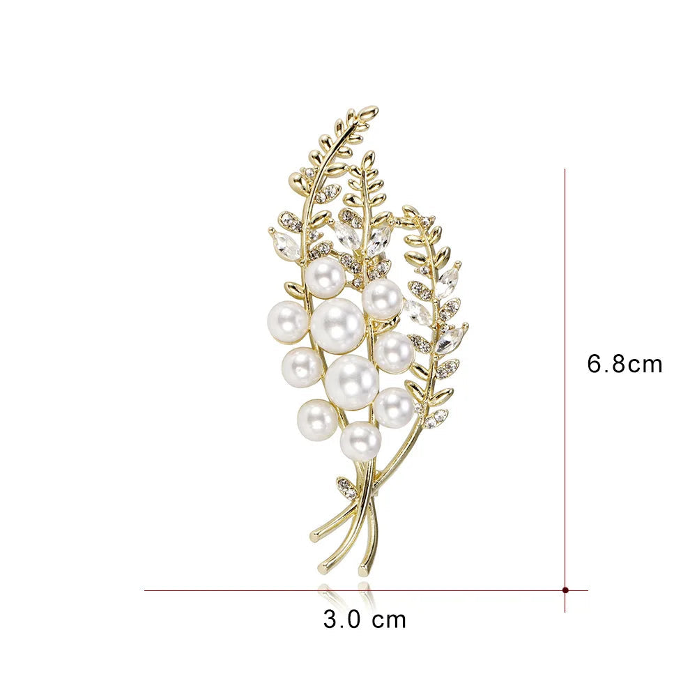 Broche Ramo de Trigo com Strass Design Elegante Feminino
