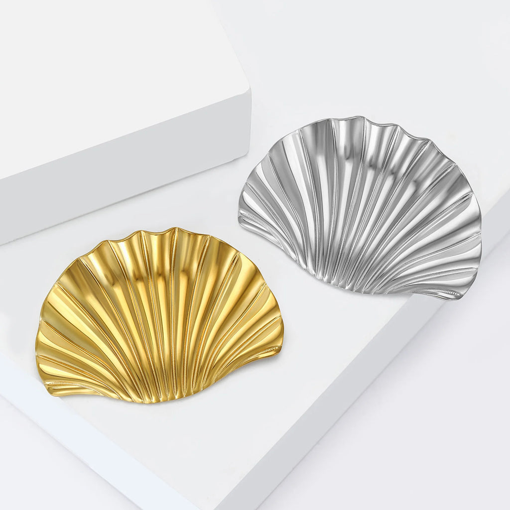 Broche Concha Metálica com Strass Design Elegante Feminino