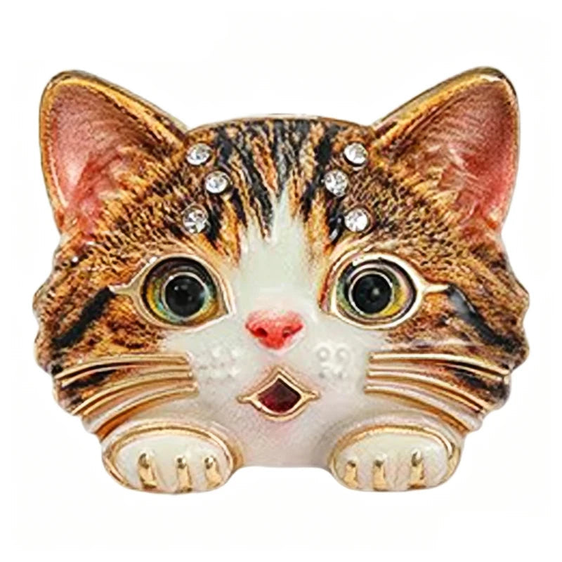 Broche Gato com Strass Design Elegante Feminino