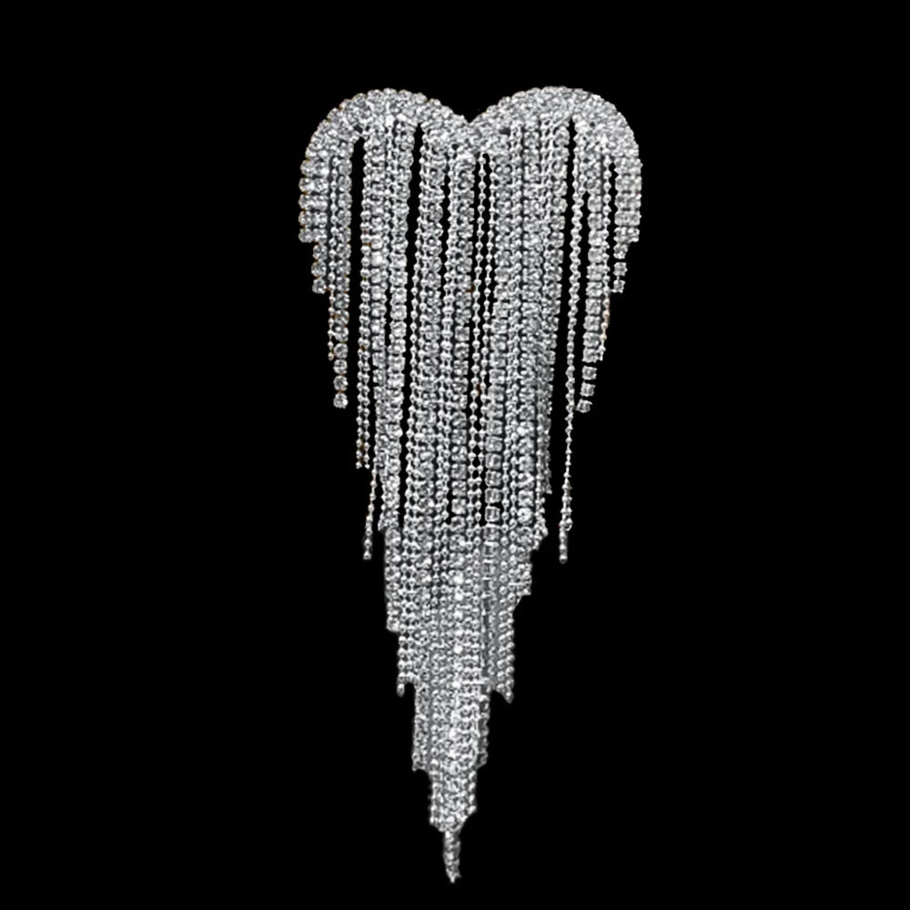 Luxo Coração Borlas Broches Para As Mulheres Ouro Prata Rhinestone Pinos Personalidade Elegante Broche Unisex Camisola Brasão Pinos Jóias