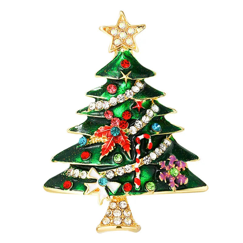 Broche Árvore de Natal com Strass Design Elegante Feminino
