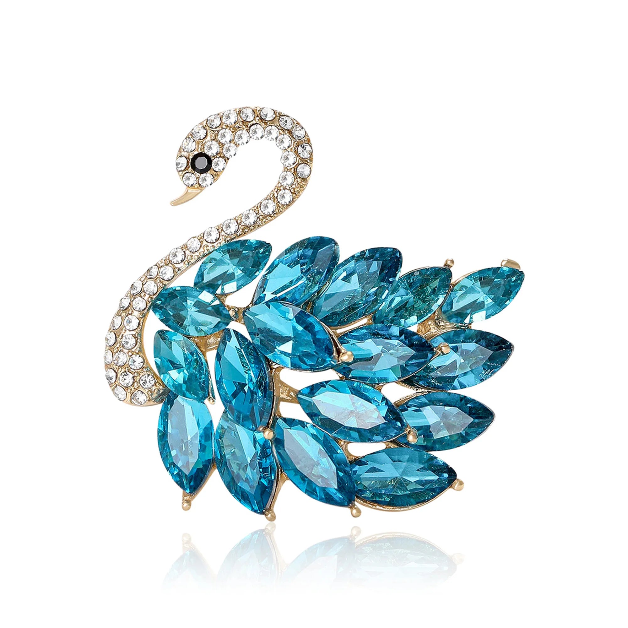Beaut & berry luxo strass cisne broches para mulheres alfinetes animais casual festa amigos acessórios nova moda presentes decoração