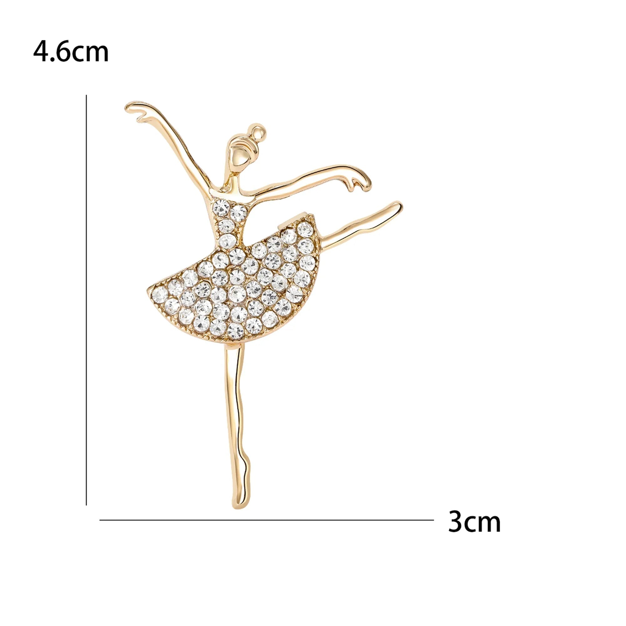 Broche Bailarina Esmaltado com Strass Elegante Feminino