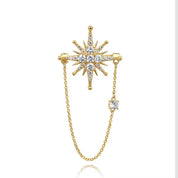 Retro diamante incorporado estrela de seis pontas broche pino feminino moda high-end acessório versátil elegante decoração no peito