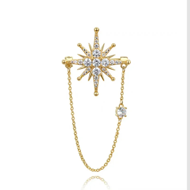 Retro diamante incorporado estrela de seis pontas broche pino feminino moda high-end acessório versátil elegante decoração no peito