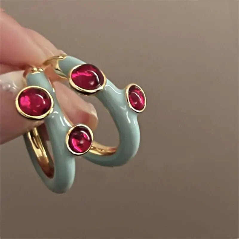 Brincos franceses lindamente fumaça azul redondo óleo gotejamento brincos acessórios populares brincos de alta qualidade luxo elegante