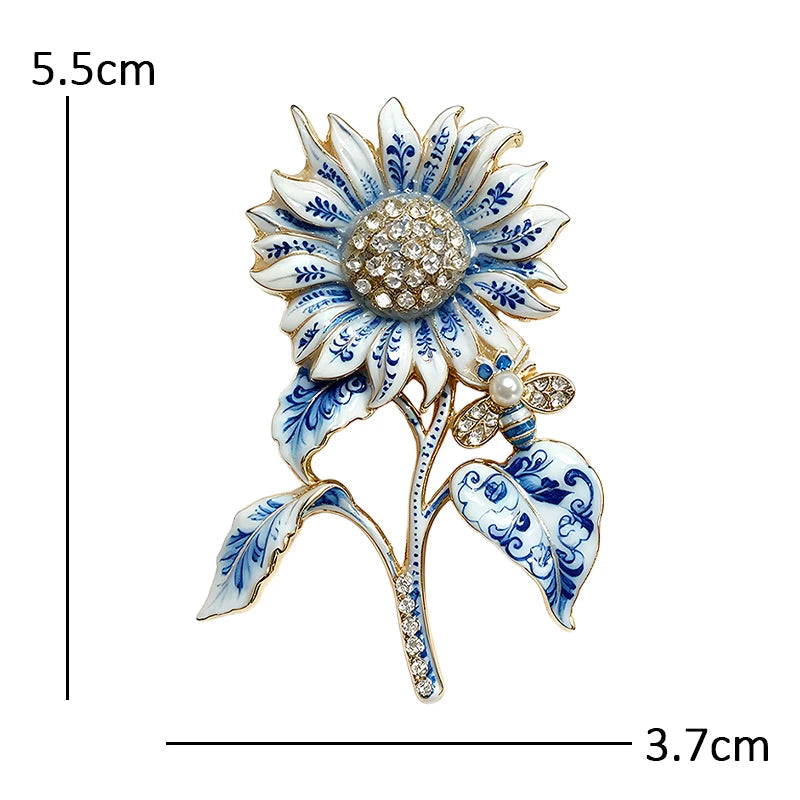 Broche Flor com Strass e Design Elegante Feminino
