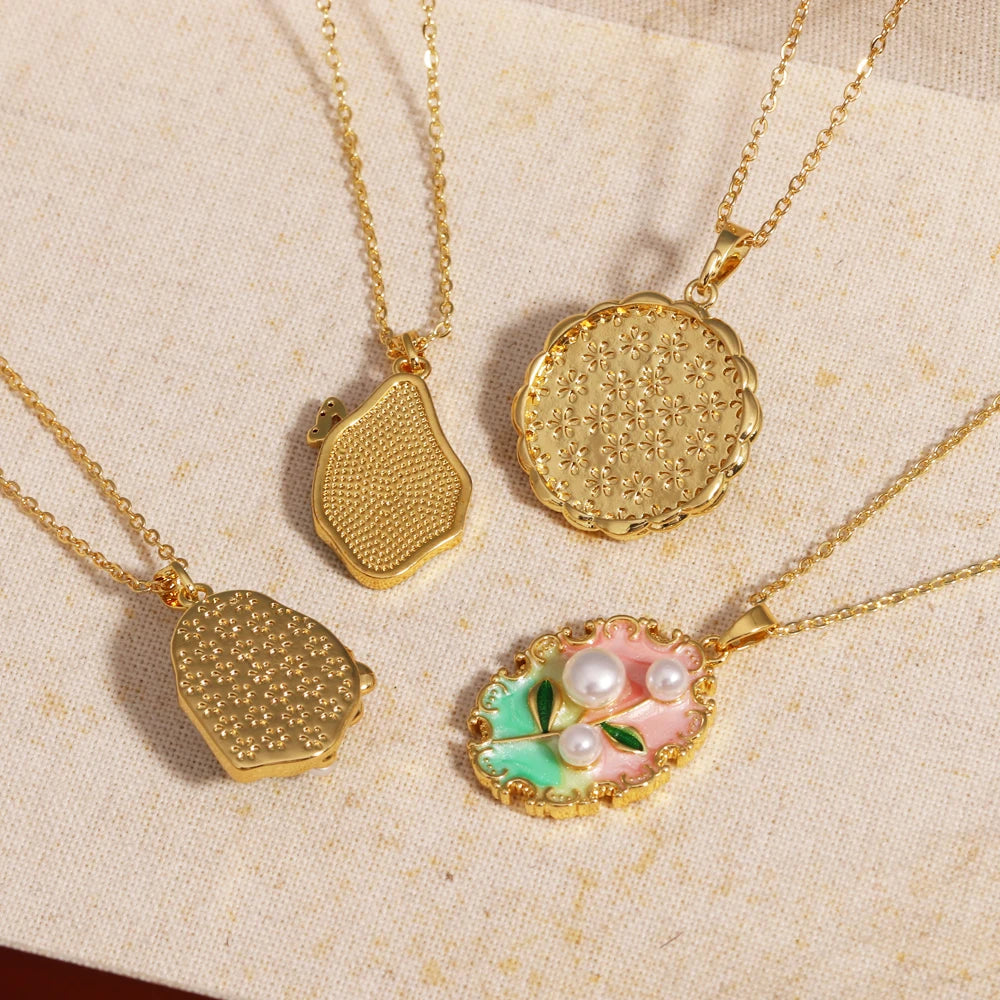 316l aço inoxidável colorido gota de óleo flor coração irregular colar para mulheres meninas vintage francês delicado jóias presentes