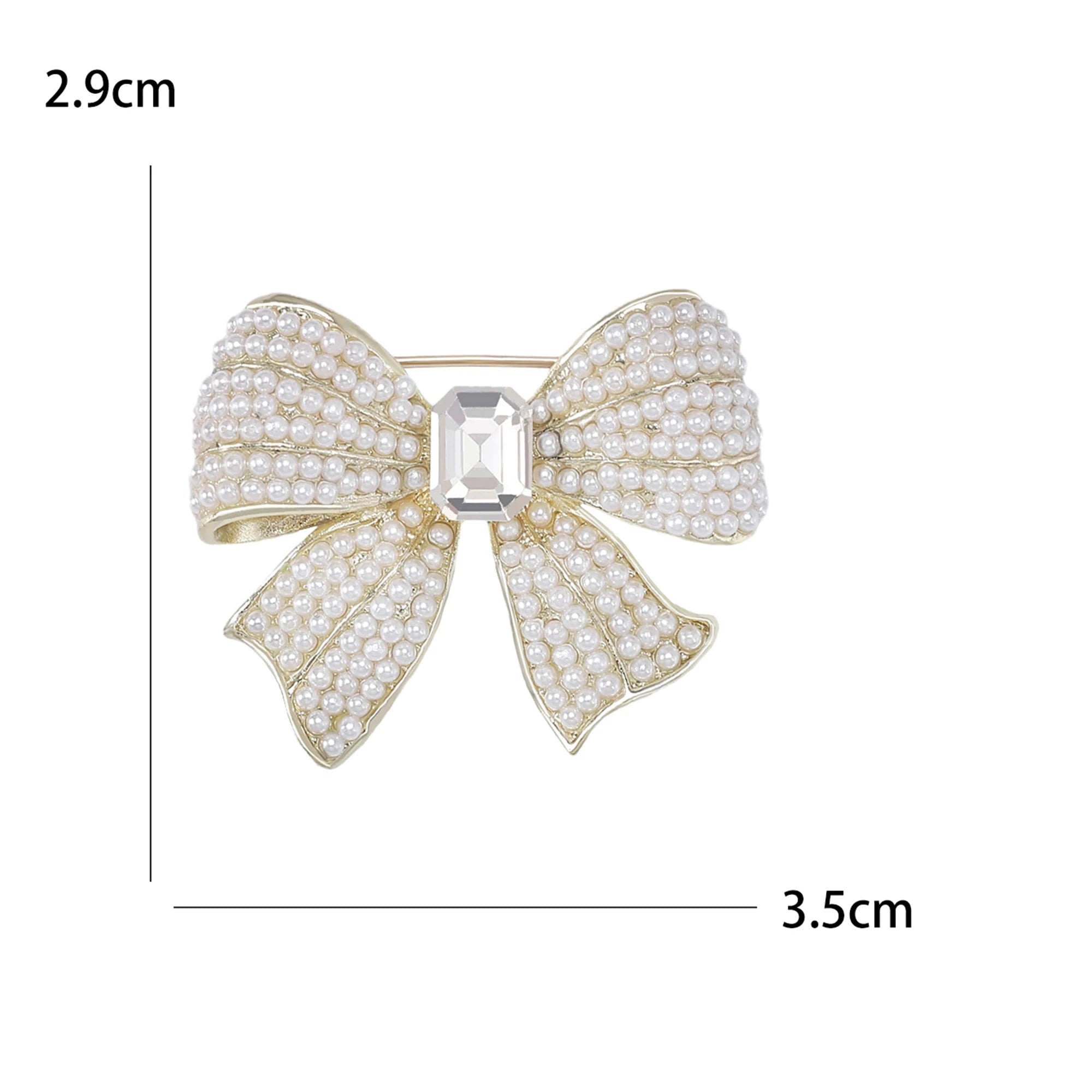 Broche Laço Feminino com Strass e Pérolas para Acessórios