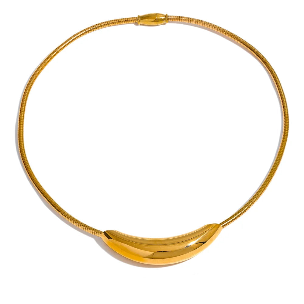 Yhpup gargantilha popular de aço inoxidável à prova d'água, colar leve feminino, declaração de metal banhado a ouro 18K, joias da moda da moda