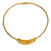Yhpup gargantilha popular de aço inoxidável à prova d'água, colar leve feminino, declaração de metal banhado a ouro 18K, joias da moda da moda