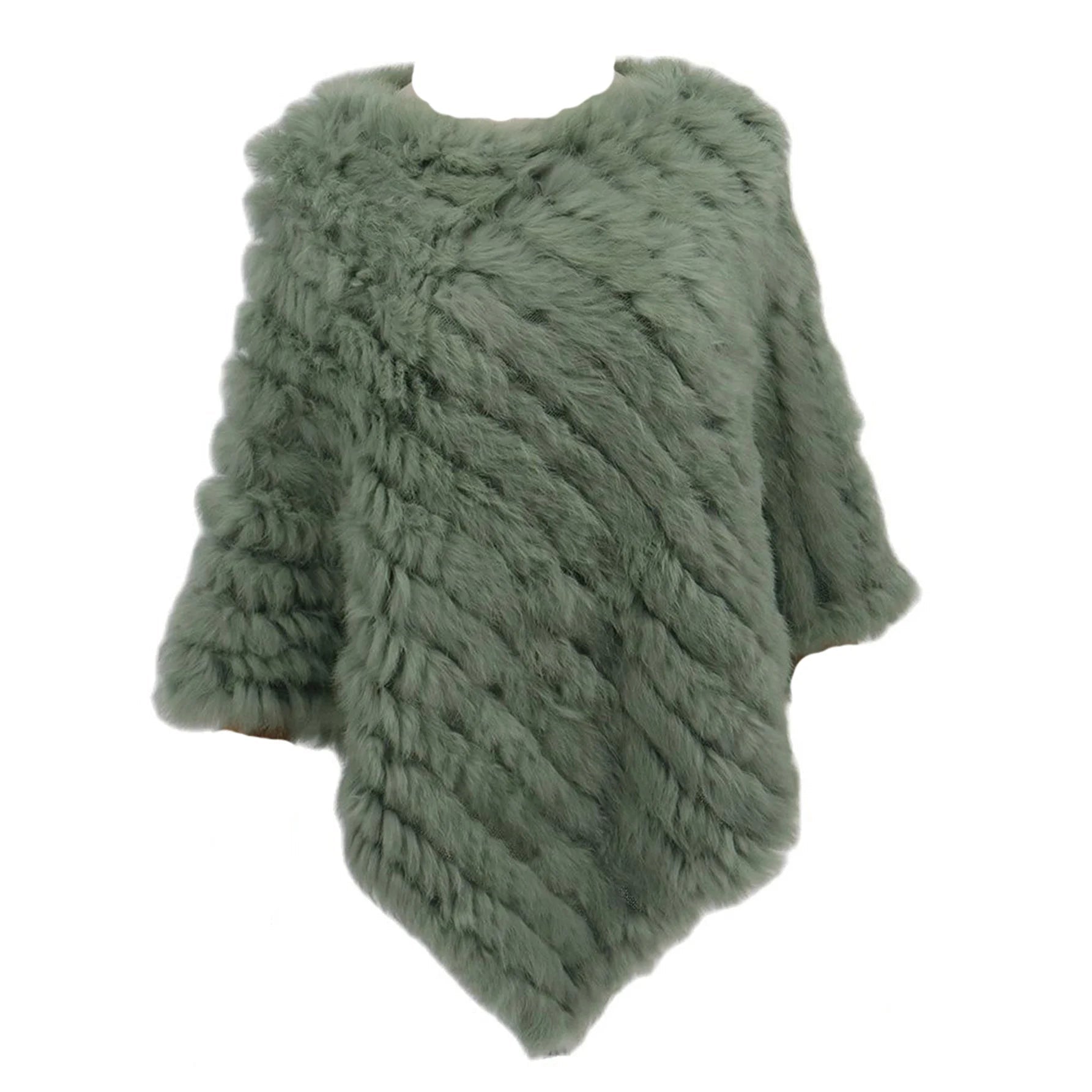 Real pele de coelho de malha natural poncho colete moda envoltório casaco xale senhora cachecol pele natural festa de casamento atacado capa