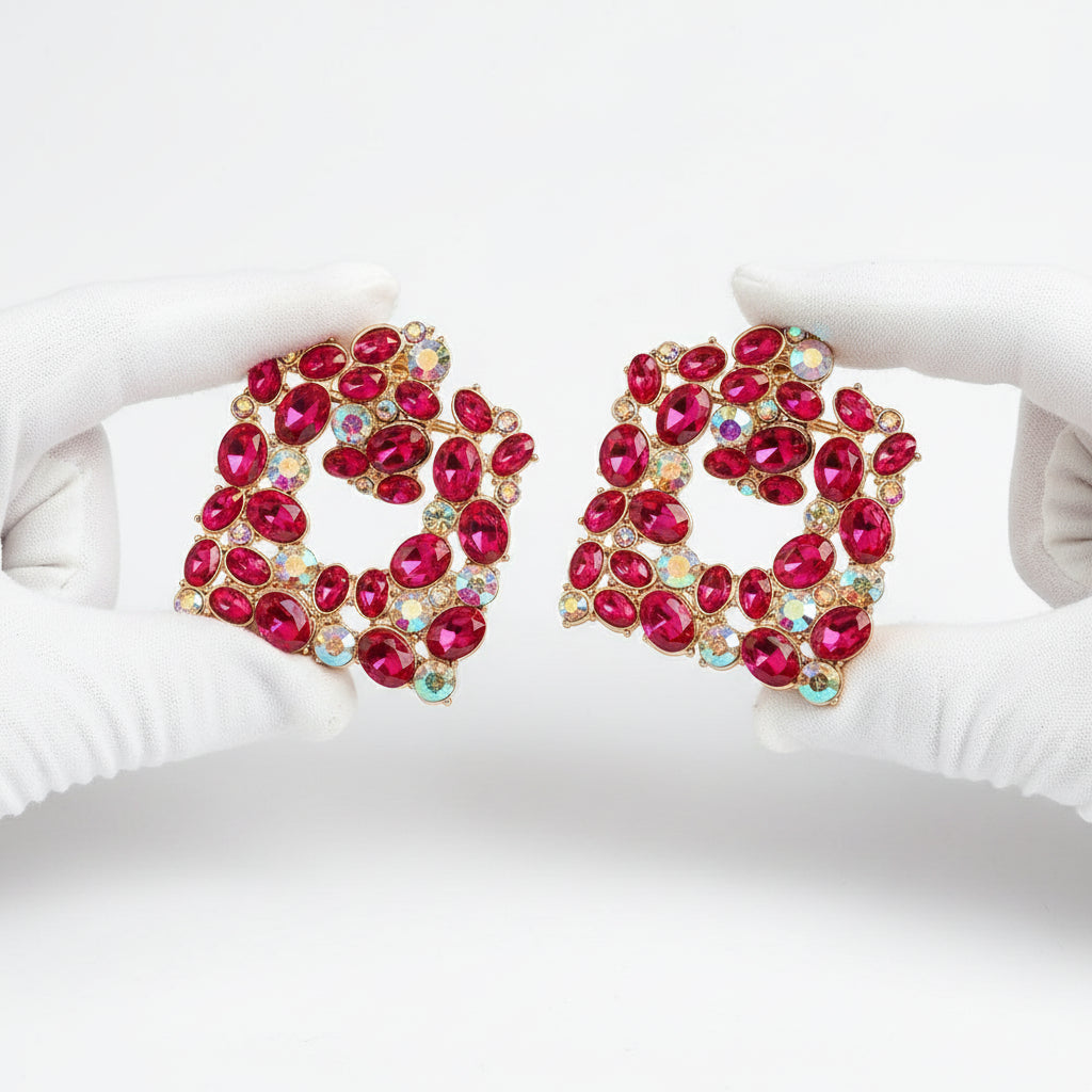 Clássico artesanal colorido strass balançar brincos vintage charme fada grunge luxo quadrado pendientes pingente emo jóias