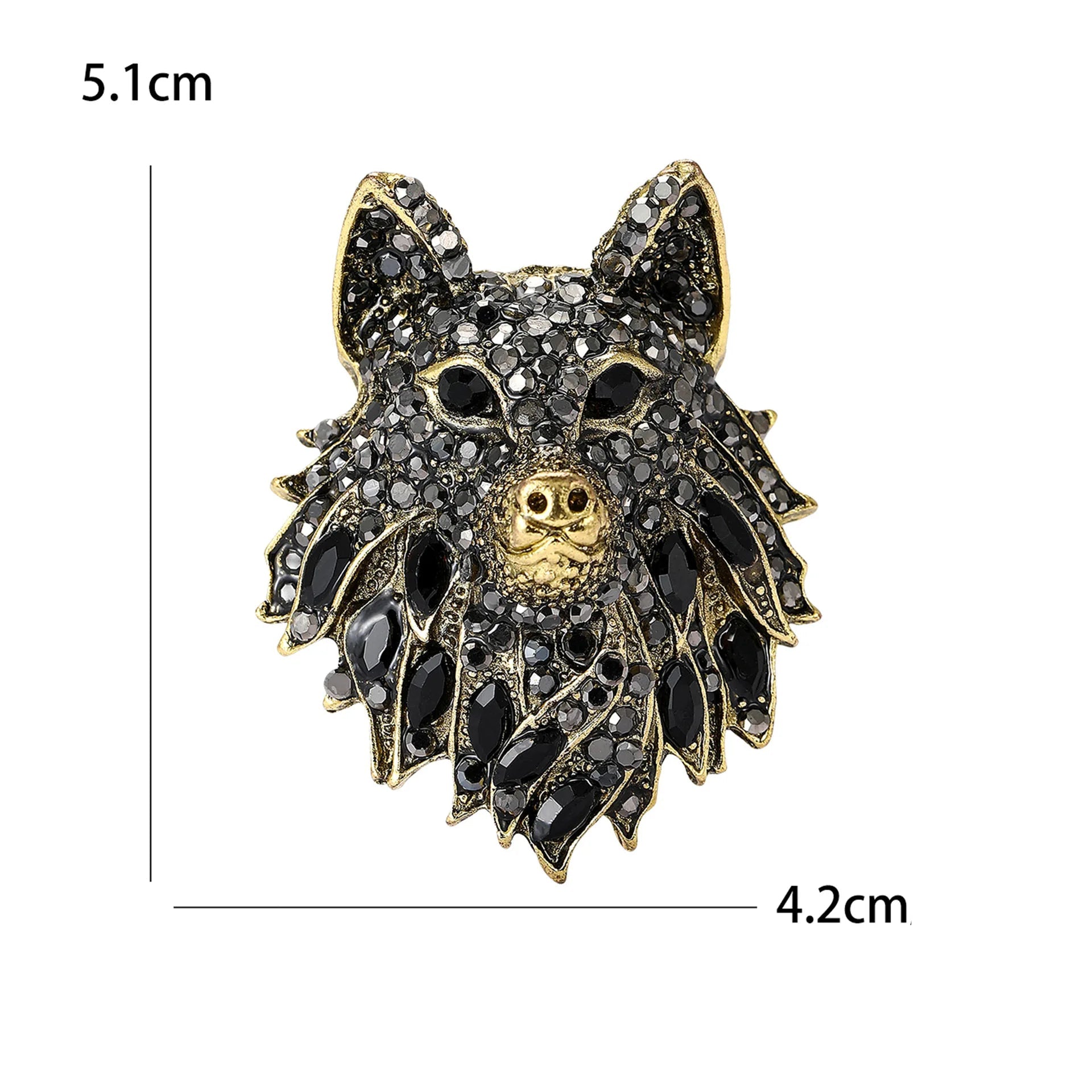 Requintado liga strass lobo cabeça broche high-end terno masculino casaco pinos acessório para festa