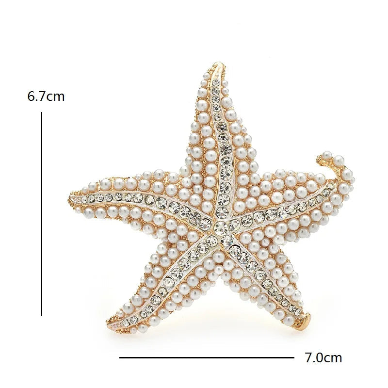 Wuli & baby Pérola Estrela do Mar Mulheres Broche Pin Espumante Mar Estrela Jóias Presente