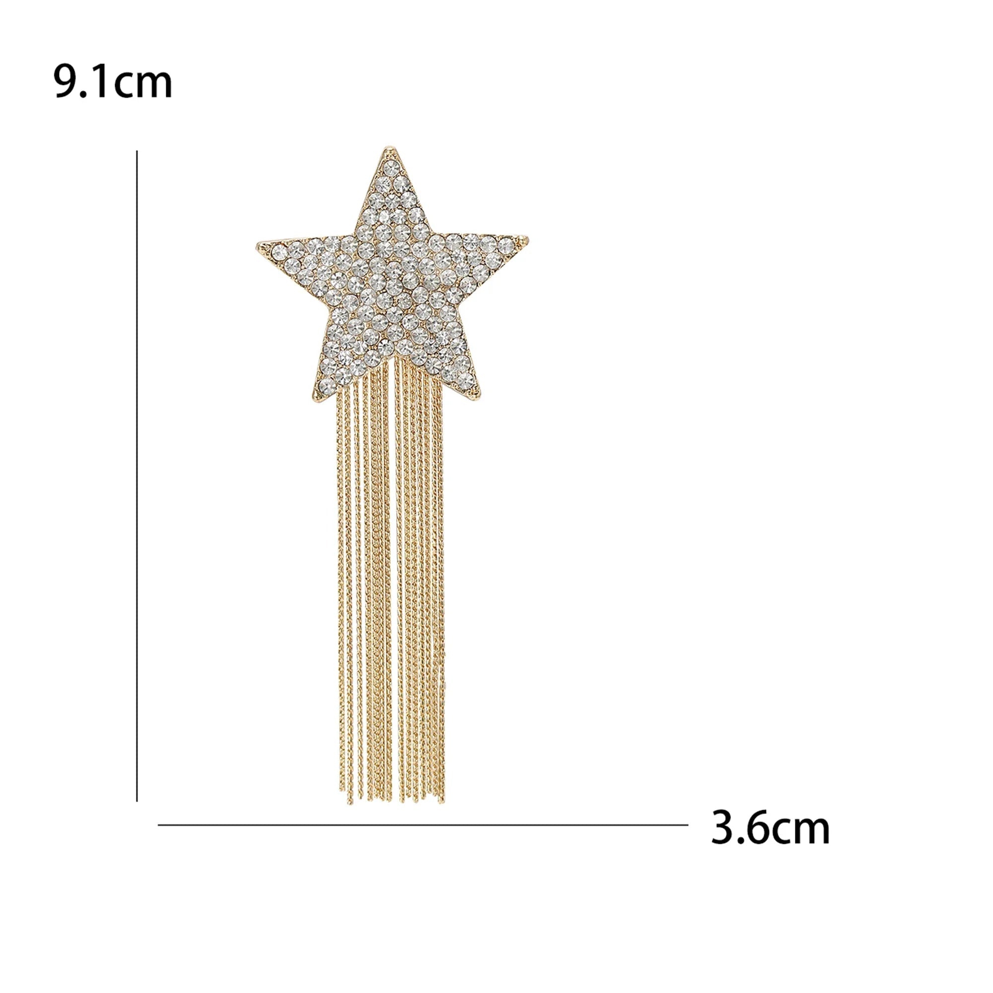 Alfinetes de estrela de tiro com borla para mulheres unissex strass estrela broches escritório festa amigo presentes acessórios de joias