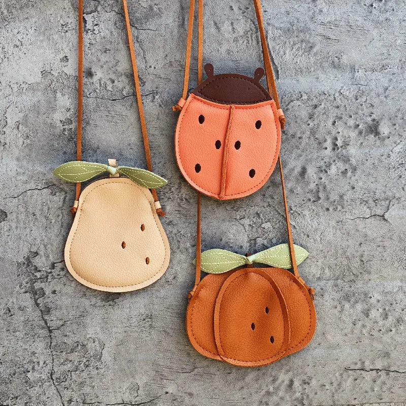 2024 novas meninas saco do mensageiro crianças bonito abóbora fruta padrão saco das crianças bonito ombro único crossbody saco