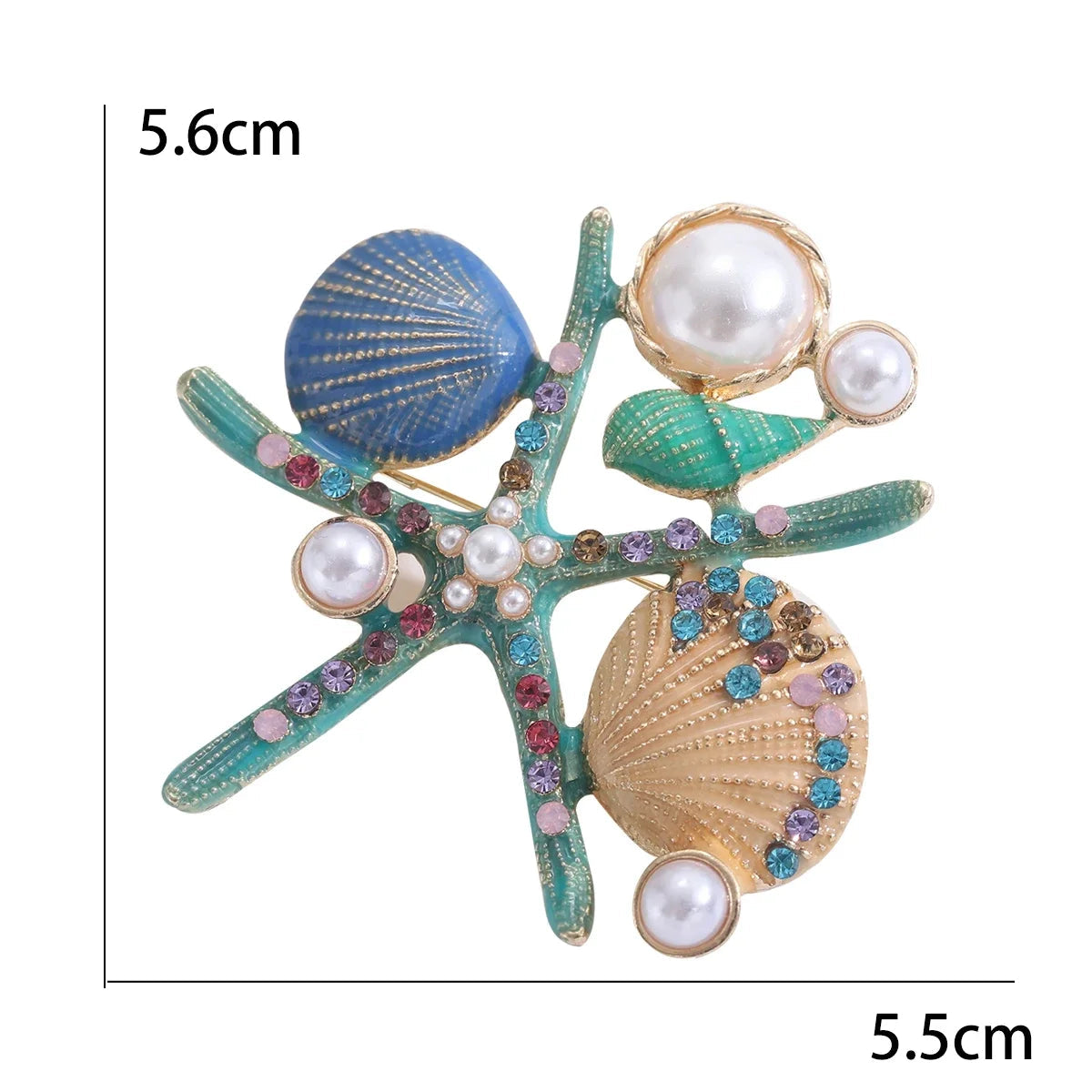Broches de estrela do mar esmaltados para mulheres unissex concha de pérola alfinetes de plantas do mar festa de escritório presentes para amigos acessórios de joias