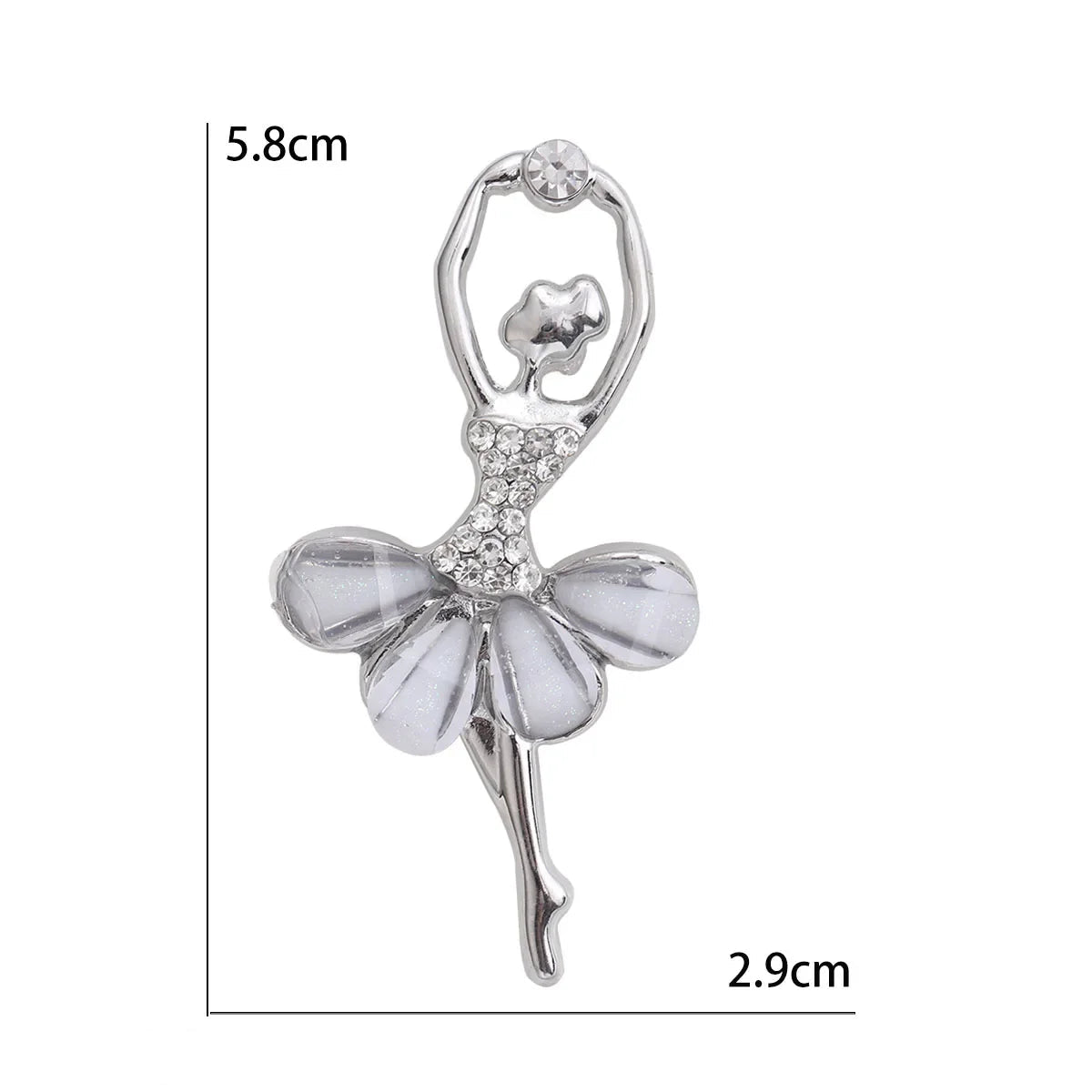 Broche Bailarina Esmaltado com Strass Elegante Feminino
