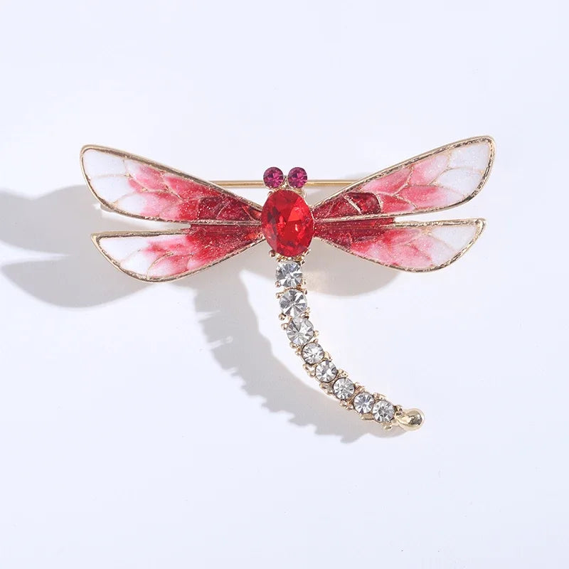 Engraçado strass libélula broche para mulheres unissex pérola inseto pinos festa de escritório amigo presentes jóias acessórios decoração